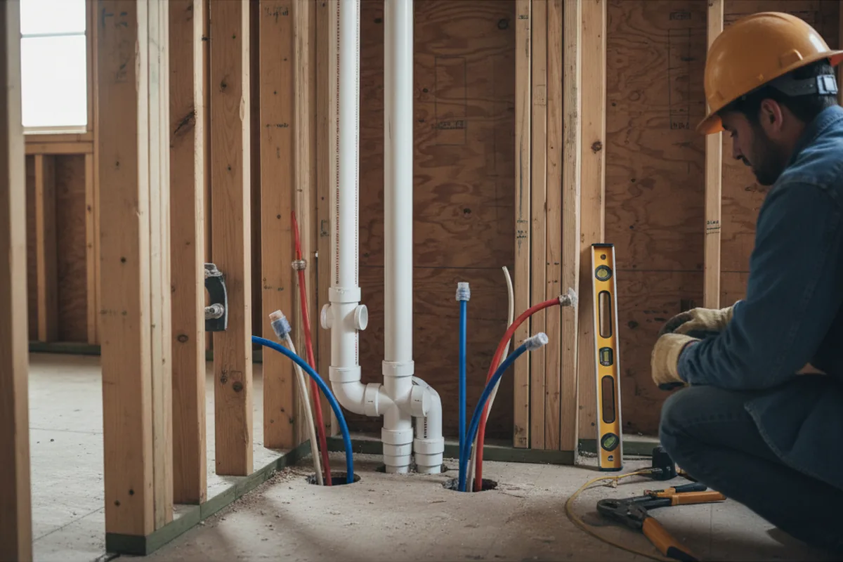 Drain and supply rough-in during Sump Pump Repair in Marshallville