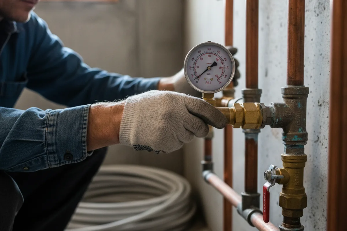 Pressure testing a repaired line during Water Line Repair in Marshallville